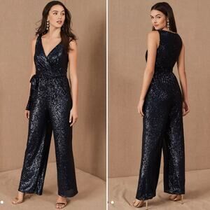 NWT NEW Sachin + Babi Blue Sequin Somers Jumpsuit
